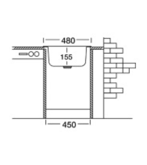 Lavello incasso monostampo N244KR 1 vasca 48x48 cm. inox