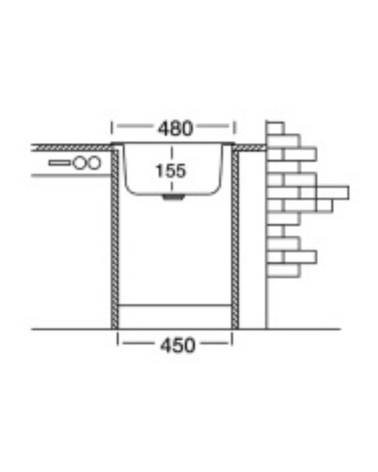 Lavello incasso monostampo N244KR 1 vasca 48x48 cm. inox