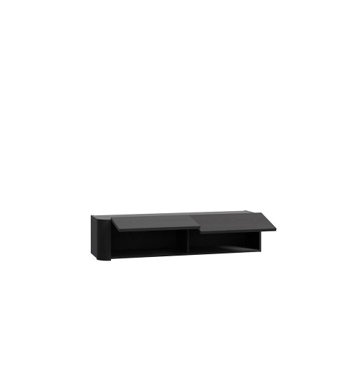 Soggiorno parete attrezzata Core grande con porta tv e pensili in colore rovere e nero