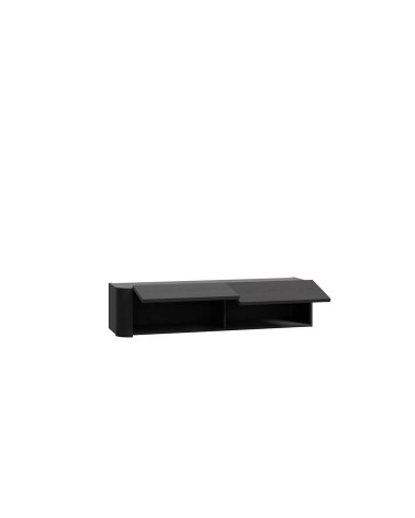 Soggiorno parete attrezzata Core grande con porta tv e pensili in colore rovere e nero