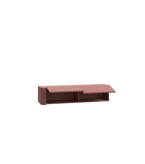 Soggiorno parete attrezzata Core grande con porta tv e pensili in colore rovere e terracotta