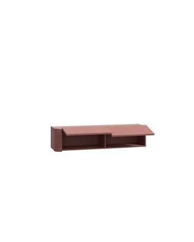 Soggiorno parete attrezzata Core grande con porta tv e pensili in colore rovere e terracotta
