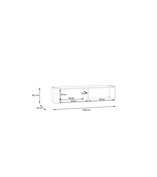 Soggiorno parete attrezzata Core grande con porta tv e pensili in colore rovere e terracotta