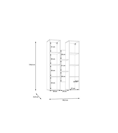 Soggiorno parete attrezzata Core grande con porta tv e pensili in colore rovere e terracotta