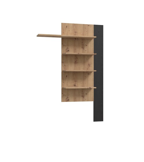 Soggiorno parete attrezzata Core piccolo con porta tv e libreria pensile in rovere e nero