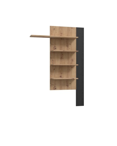 Soggiorno parete attrezzata Core piccolo con porta tv e libreria pensile in rovere e nero