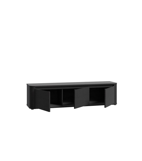 Soggiorno parete attrezzata Core piccolo con porta tv e libreria pensile in rovere e nero