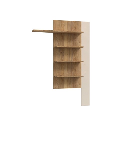 Soggiorno parete attrezzata Core piccolo con porta tv e libreria pensile in rovere e cashmere