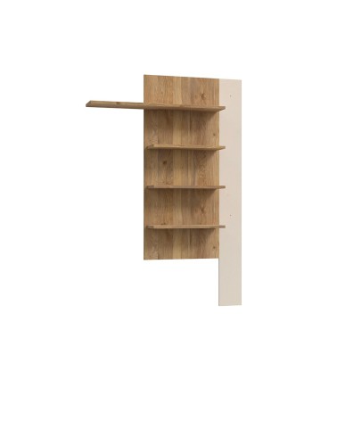 Soggiorno parete attrezzata Core piccolo con porta tv e libreria pensile in rovere e cashmere