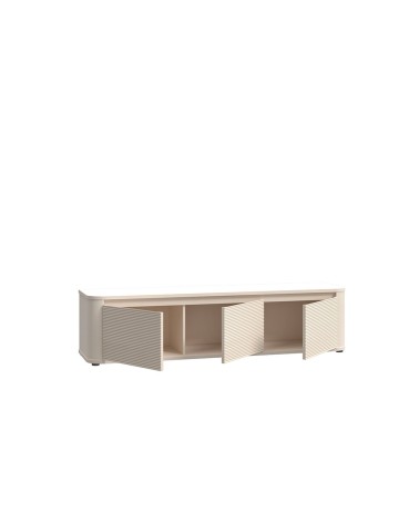 Soggiorno parete attrezzata Core piccolo con porta tv e libreria pensile in rovere e cashmere