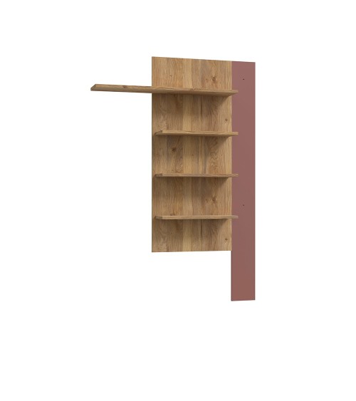 Soggiorno parete attrezzata Core piccolo con porta tv e libreria pensile in rovere e terracotta