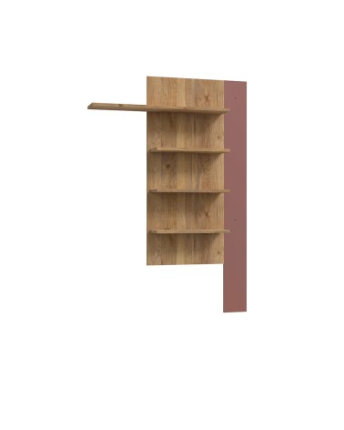 Soggiorno parete attrezzata Core piccolo con porta tv e libreria pensile in rovere e terracotta