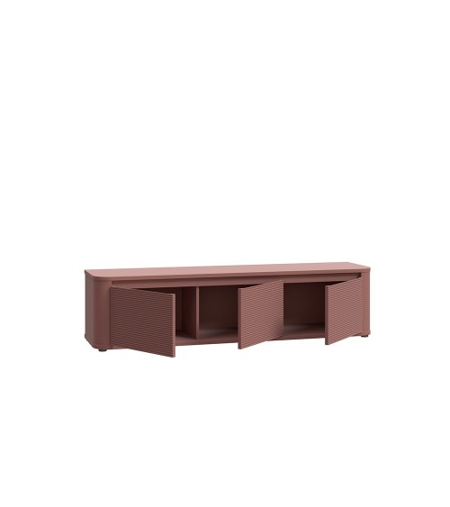 Soggiorno parete attrezzata Core piccolo con porta tv e libreria pensile in rovere e terracotta