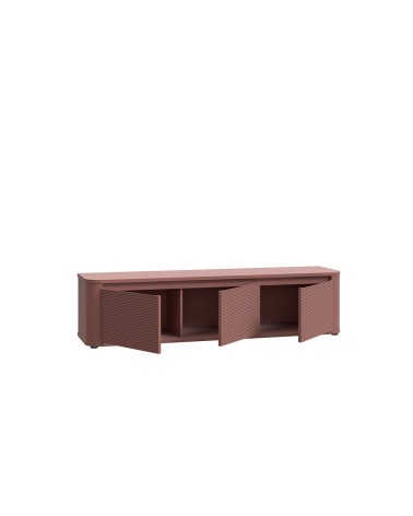 Soggiorno parete attrezzata Core piccolo con porta tv e libreria pensile in rovere e terracotta