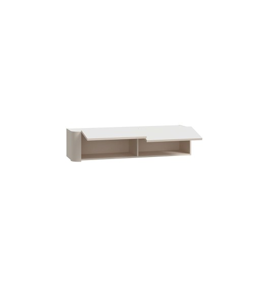 Soggiorno parete attrezzata Core grande con porta tv e pensili in colore rovere e cashmere