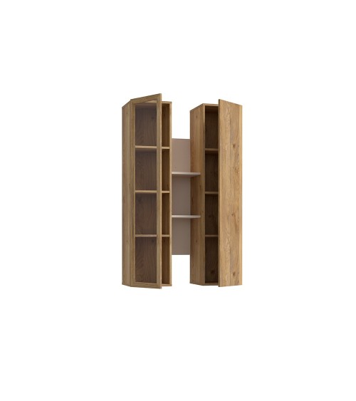 Soggiorno parete attrezzata Core grande con porta tv e pensili in colore rovere e cashmere