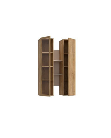 Soggiorno parete attrezzata Core grande con porta tv e pensili in colore rovere e cashmere