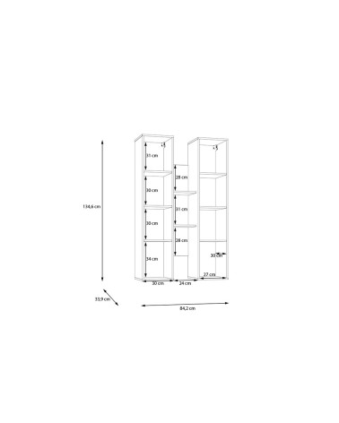 Soggiorno parete attrezzata Core grande con porta tv e pensili in colore rovere e cashmere