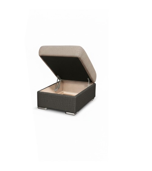 Divano letto angolare Sophie con penisola destra con pouf contenitore e 2 pouf estraibili in Aragon 20 e Aragon 97