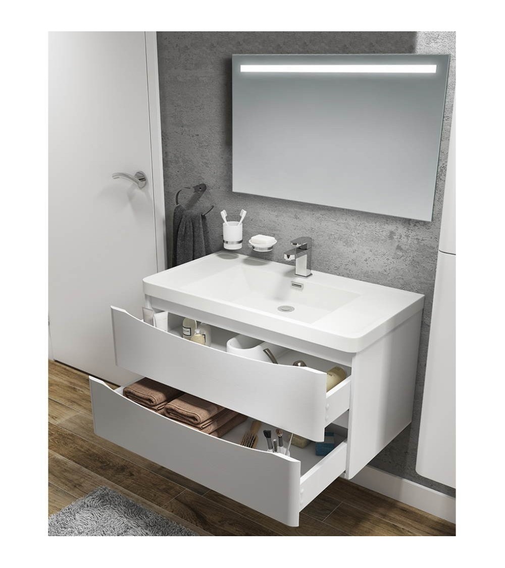 Mobile bagno sospeso Lesina bianco lucido 90x48x55
