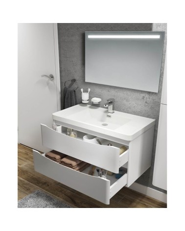 Mobile bagno sospeso Lesina bianco lucido 90x48x55