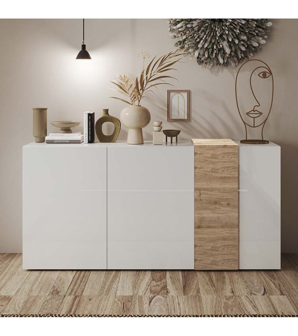Madia Sabry 3 ante bianco lucido rovere Kadiz