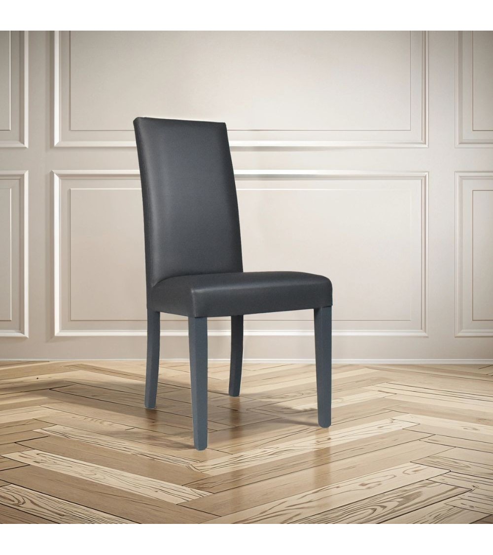 Sedia Nancy in ecopelle grigia antracite con gambe in tinta 2 pezzi