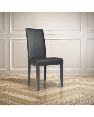 Sedia Nancy in ecopelle grigia antracite con gambe in tinta 2 pezzi