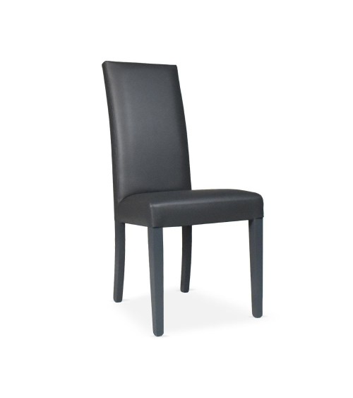 Sedia Nancy in ecopelle grigia antracite con gambe in tinta 2 pezzi