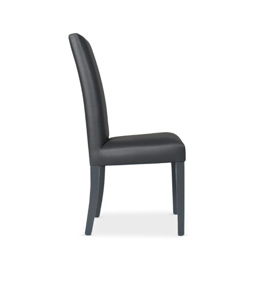 Sedia Nancy in ecopelle grigia antracite con gambe in tinta 2 pezzi