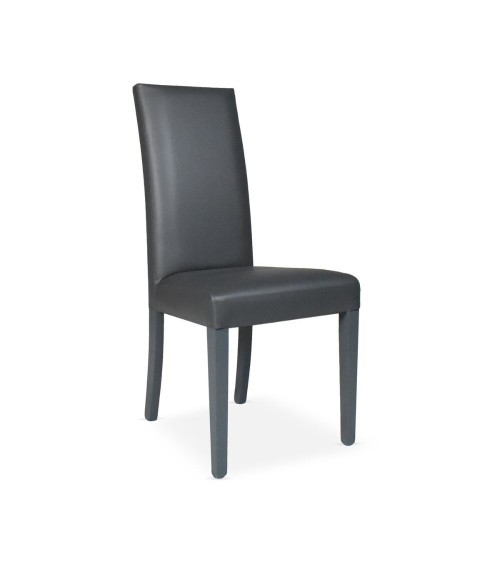 Sedia Nancy in ecopelle grigia antracite con gambe in tinta 2 pezzi