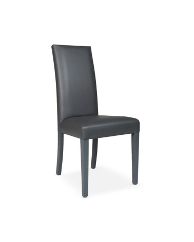 Sedia Nancy in ecopelle grigia antracite con gambe in tinta 2 pezzi