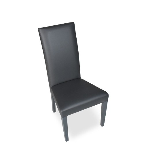 Sedia Nancy in ecopelle grigia antracite con gambe in tinta 2 pezzi