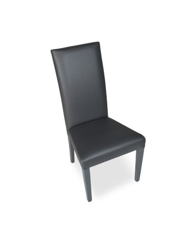 Sedia Nancy in ecopelle grigia antracite con gambe in tinta 2 pezzi