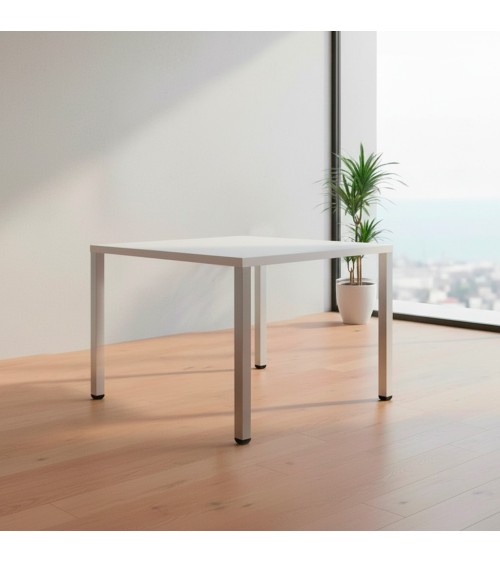 Tavolo quadrato Leccino 80x80 cm con piano bianco e gambe in alluminio