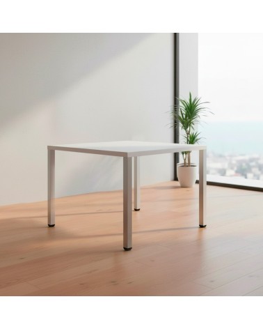 Tavolo quadrato Leccino 80x80 cm con piano bianco e gambe in alluminio