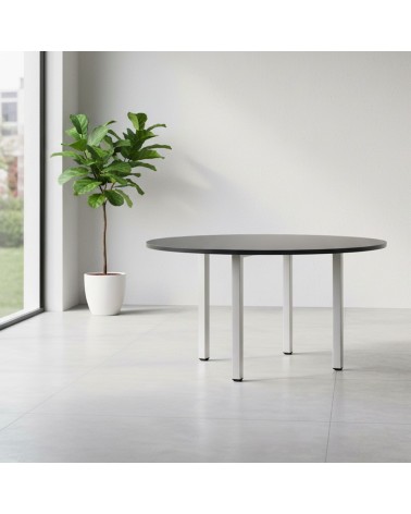 Tavolo tondo Leccino diametro 90 cm. piano antracite satinato e gambe alluminio