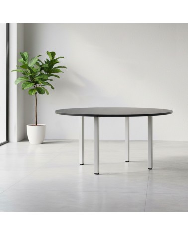 Tavolo tondo Leccino diametro 120 con piano antracite satinato e gambe alluminio