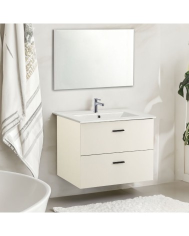 Mobile bagno sospeso Lario con lavabo e specchio bianco 80x46x48 H cm