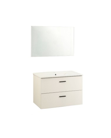 Mobile bagno sospeso Lario con lavabo e specchio bianco 80x46x48 H cm