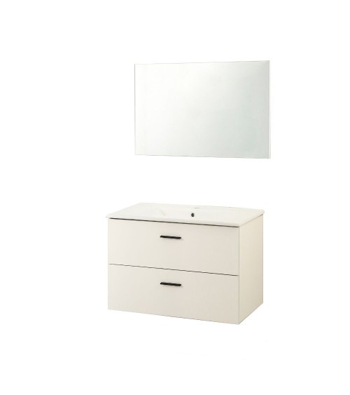 Mobile bagno sospeso Lario con lavabo e specchio bianco 80x46x48 H cm