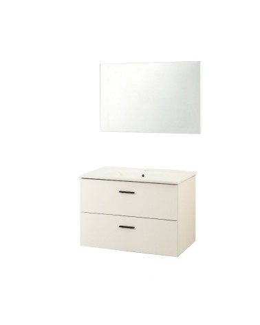 Mobile bagno sospeso Lario con lavabo e specchio bianco 80x46x48 H cm