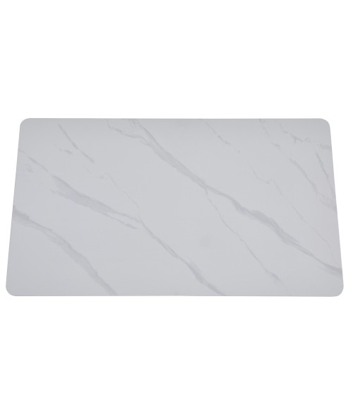 Tavolo rettangolare fisso Megalit con piano in ceramica bianco lucido e struttura in metallo nero
