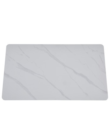 Tavolo rettangolare fisso Megalit con piano in ceramica bianco lucido e struttura in metallo nero