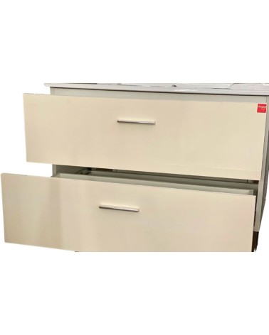 Mobile bagno sospeso Lario con lavabo e specchio bianco 80x46x48 H cm