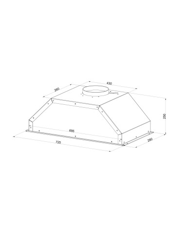 Cappa integrata sottopensile Samet Gruppo70 TB0272SAC luce led 3 livelli velocità colore silver classe D