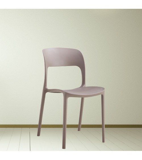 Sedia Berillo in polipropilene 41X56,5XH82,5 cm colore taupe set 4 pezzi