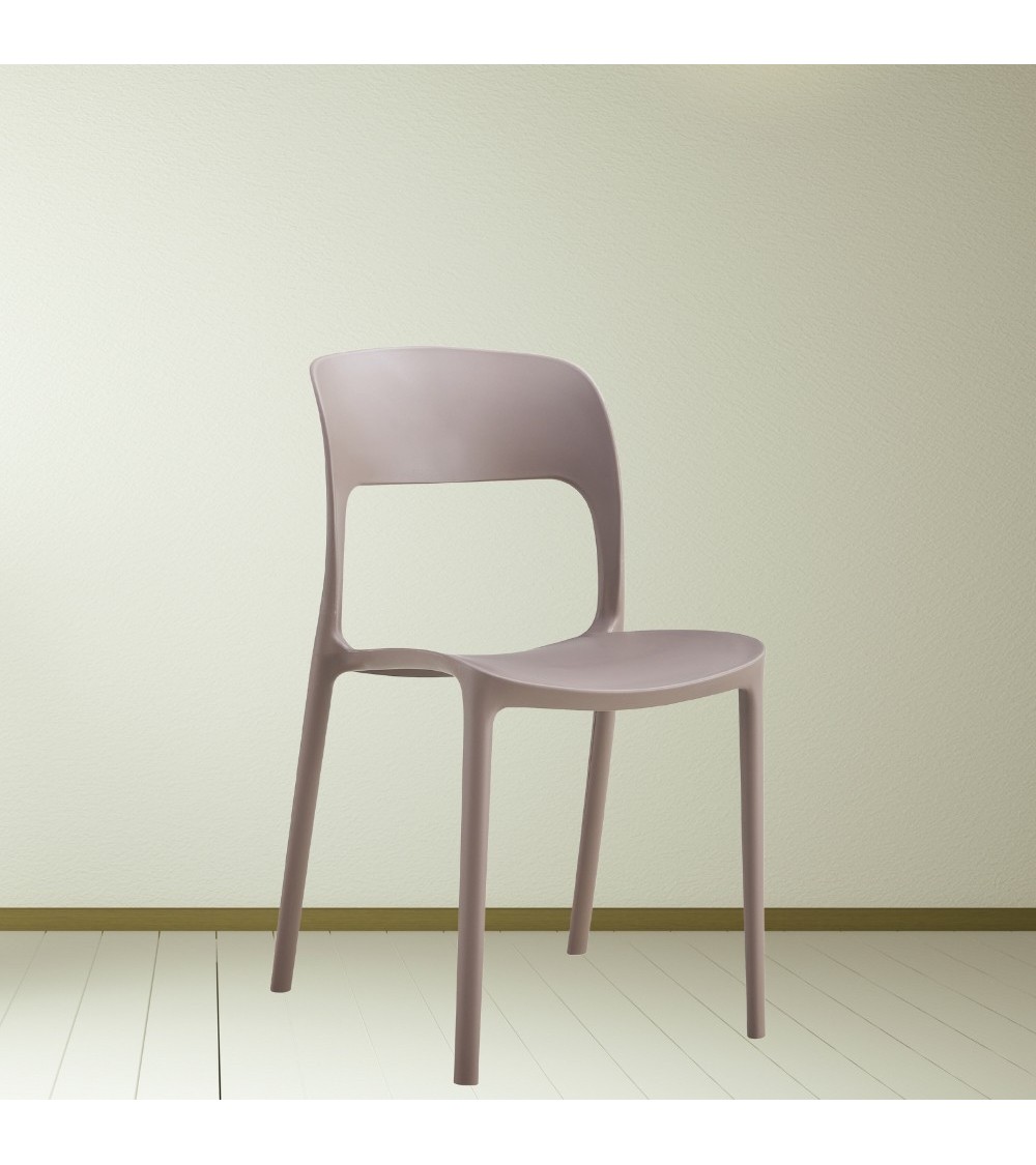 Sedia Berillo in polipropilene 41X56,5XH82,5 cm colore taupe set 4 pezzi