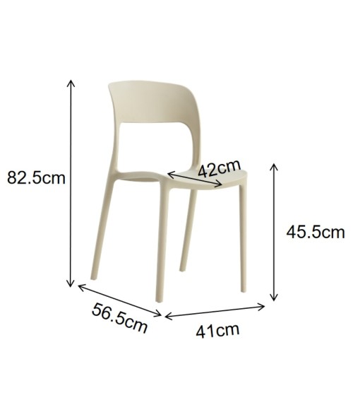 Sedia Berillo in polipropilene 41X56,5XH82,5 cm colore taupe set 4 pezzi
