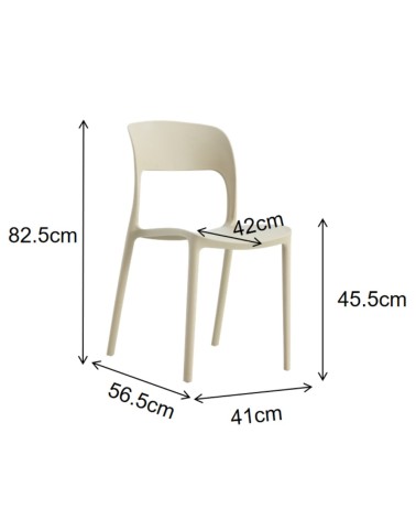Sedia Berillo in polipropilene 41X56,5XH82,5 cm colore taupe set 4 pezzi